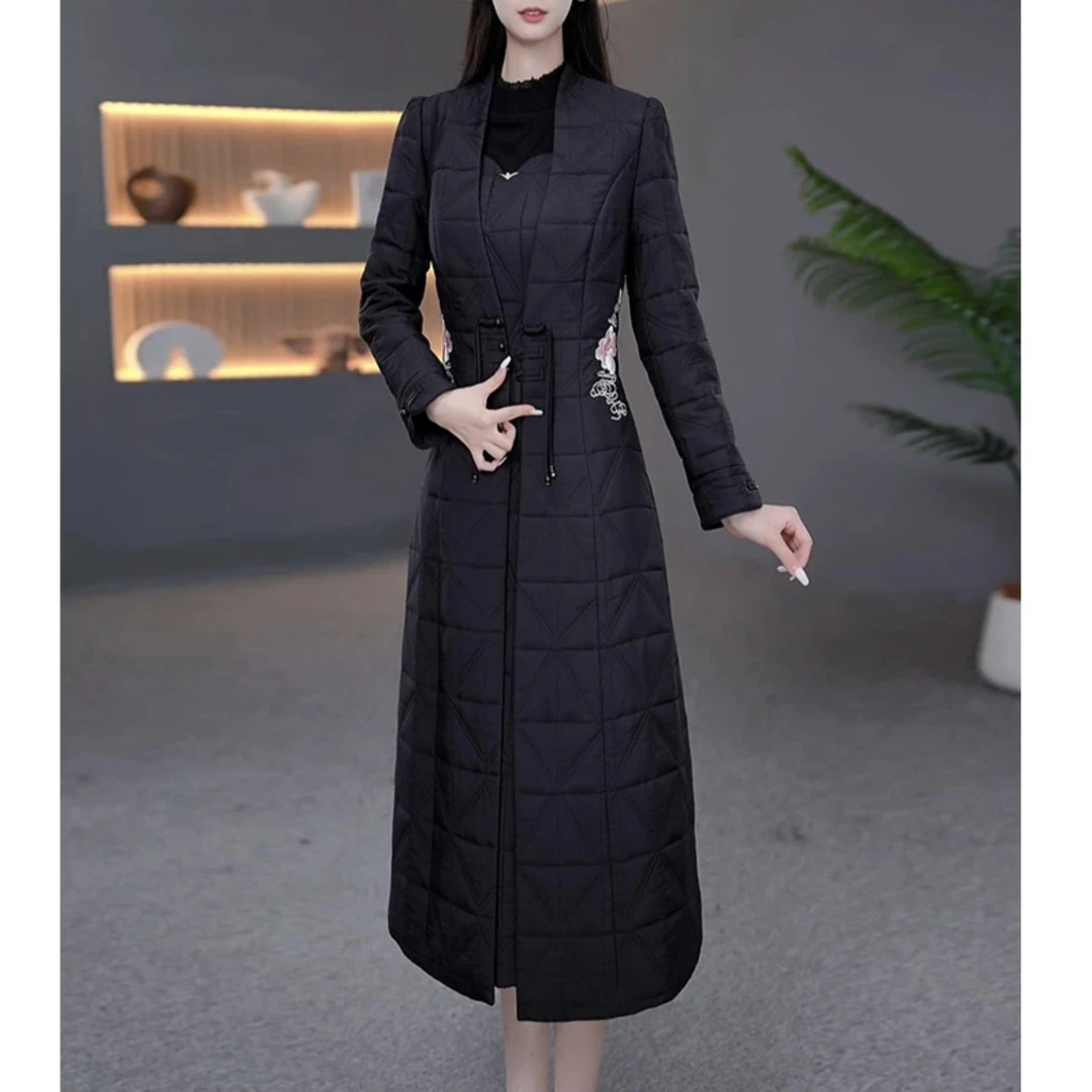 DBF-25B207YR 秋季新款气质保暖加厚夹棉风衣显瘦两件套连衣裙