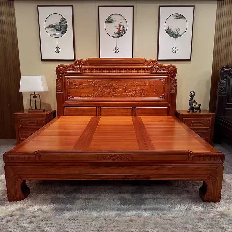 实木床主卧全榫卯工艺双人大床仿古雕花中式加厚纯实木床