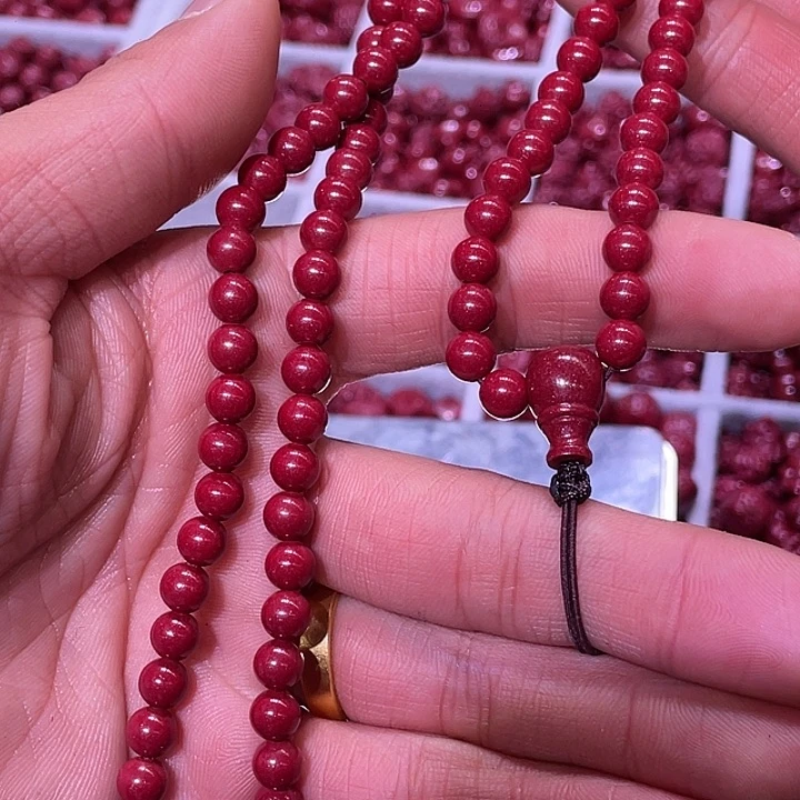 天然辰砂刘*爷紫金砂6毫米108三通莲花