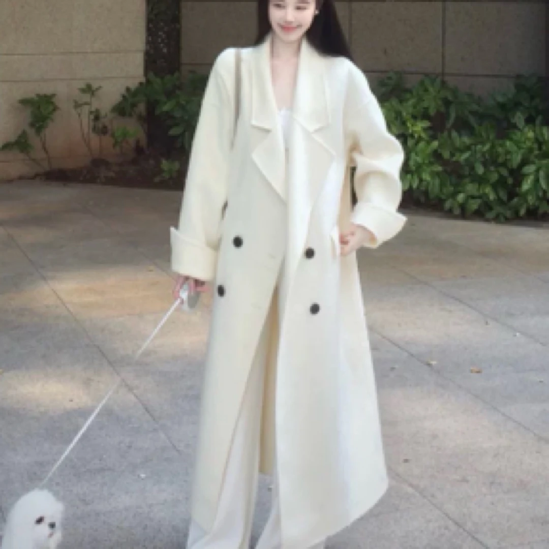 秋冬双面大衣女高级感长款气质毛呢外套