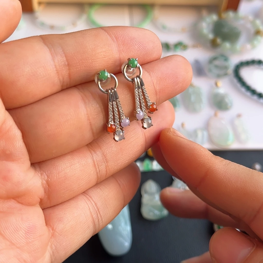 银S925镶嵌翡翠耳饰福利