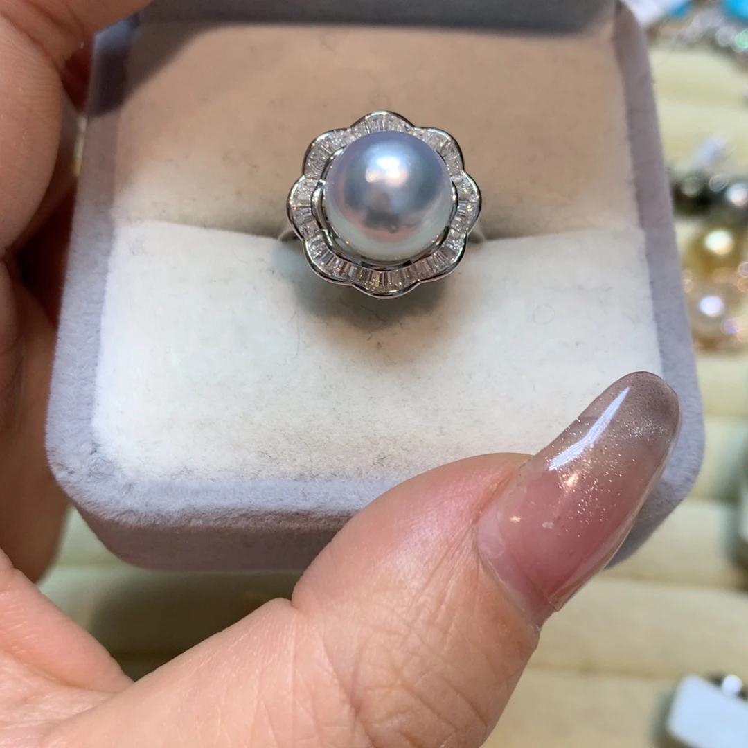海水珍珠戒指银S925镶嵌