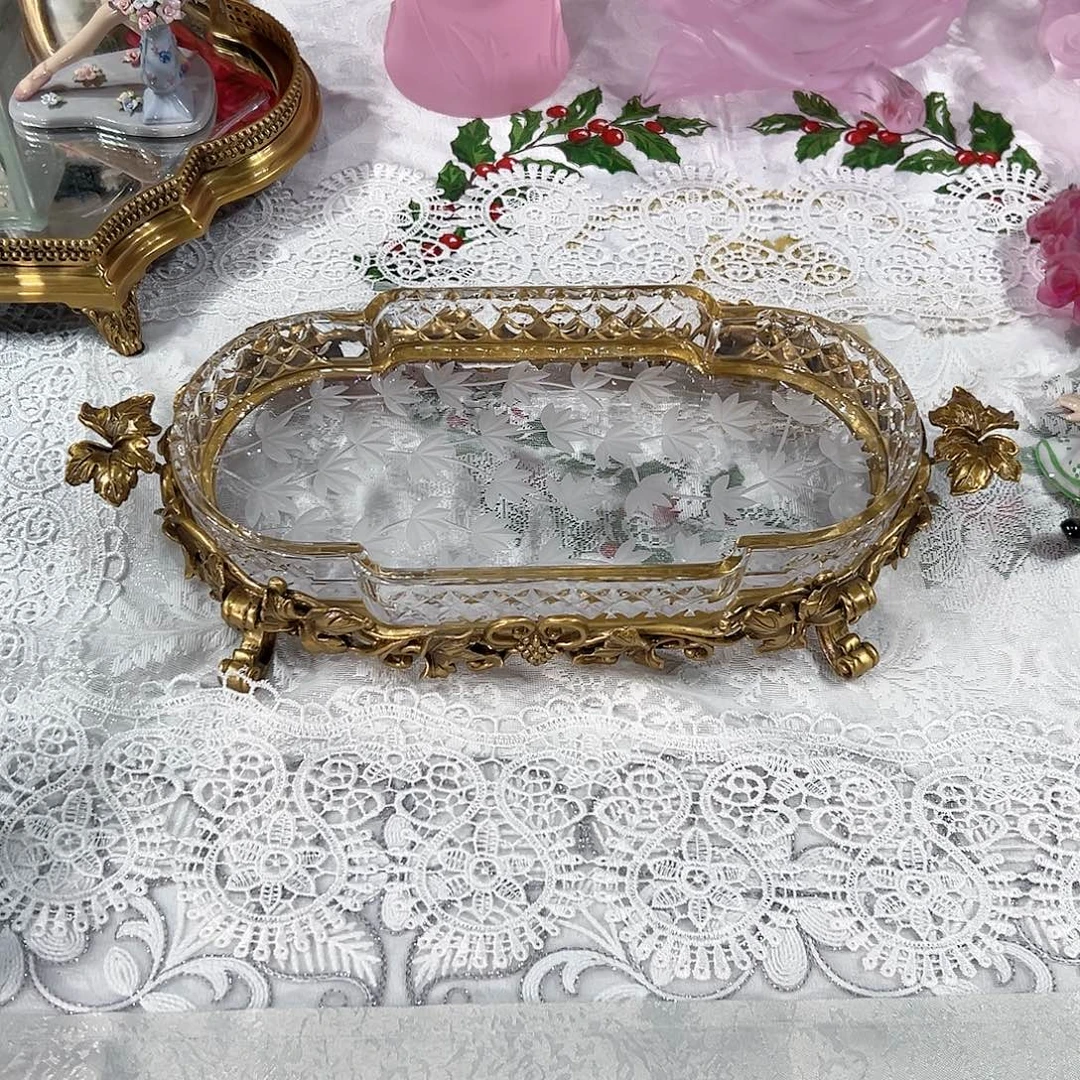 陶瓷F3222波兰白水晶配铜托盘收纳