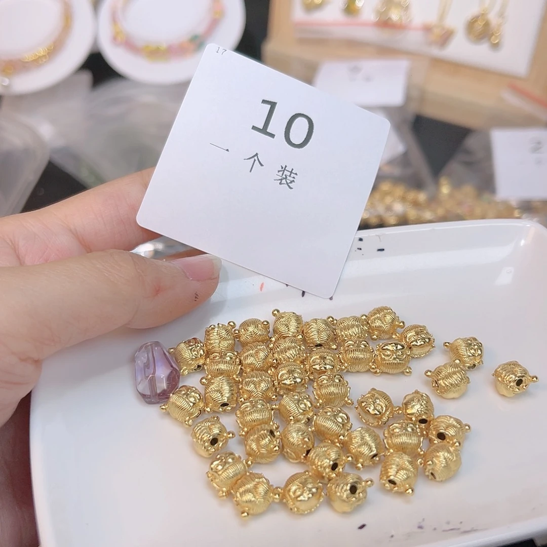 水晶珠宝半成品银S925镀金镶嵌10