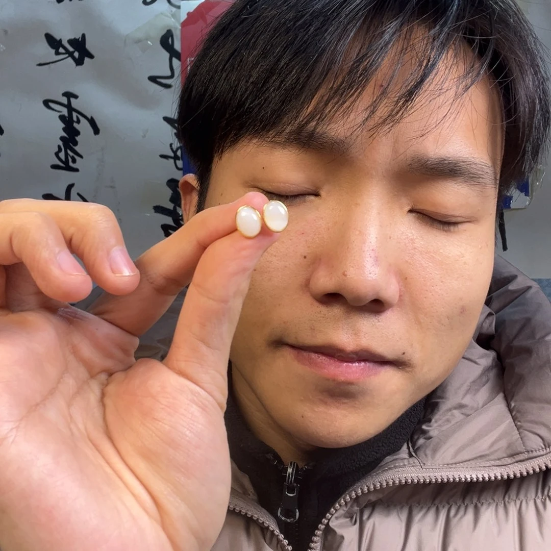 颈饰银S925镶嵌和田玉多样性白玉耳钉