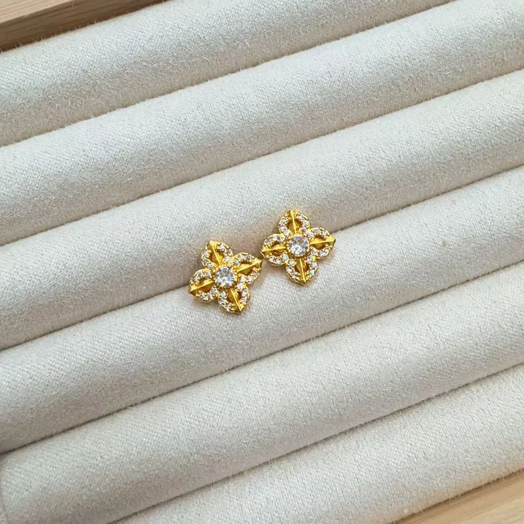 耳饰 耳饰耳钉 黄色精工点钻金刚杵耳钉 D-23460