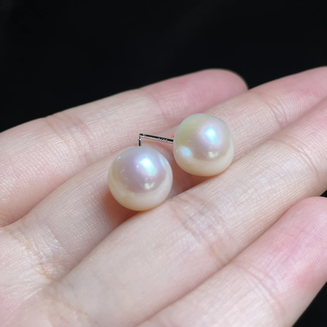 L【玉氏珠宝】925银淡水珍珠耳钉-约10mm 多样性发一 CAN1440377