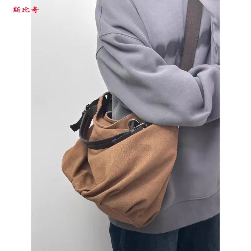 日系复古工装包帆布包大容量多功能单肩斜挎包学生通勤手提包