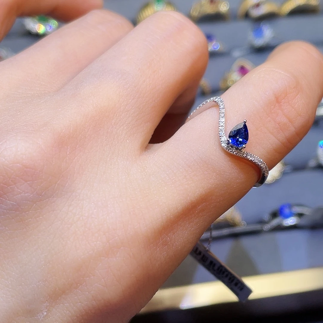 蓝宝石戒指18K金镶嵌0.43ct