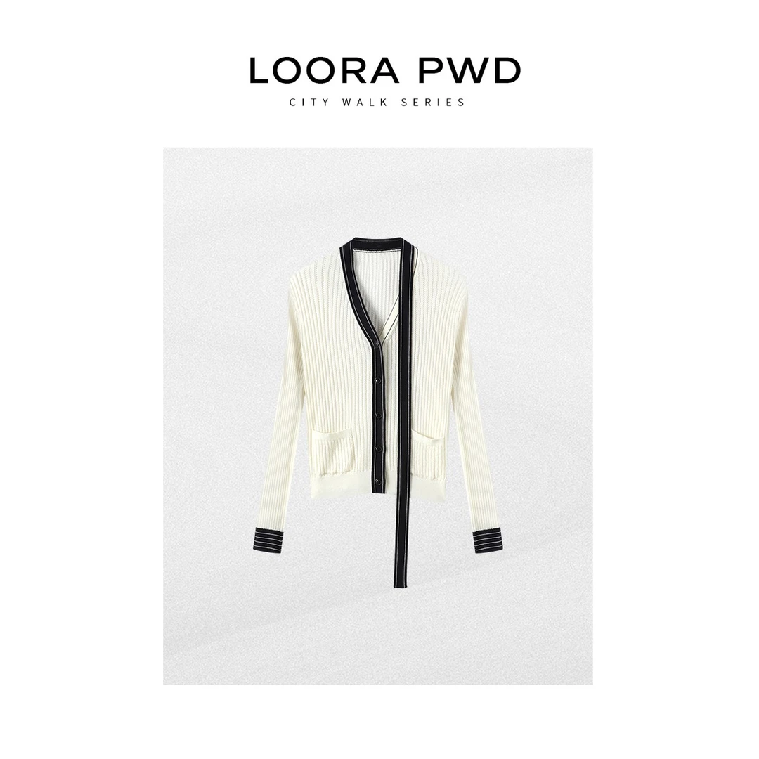 LOORAPWD/罗拉密码【100天丝】小众长带设计针织开衫25CJBB0069N