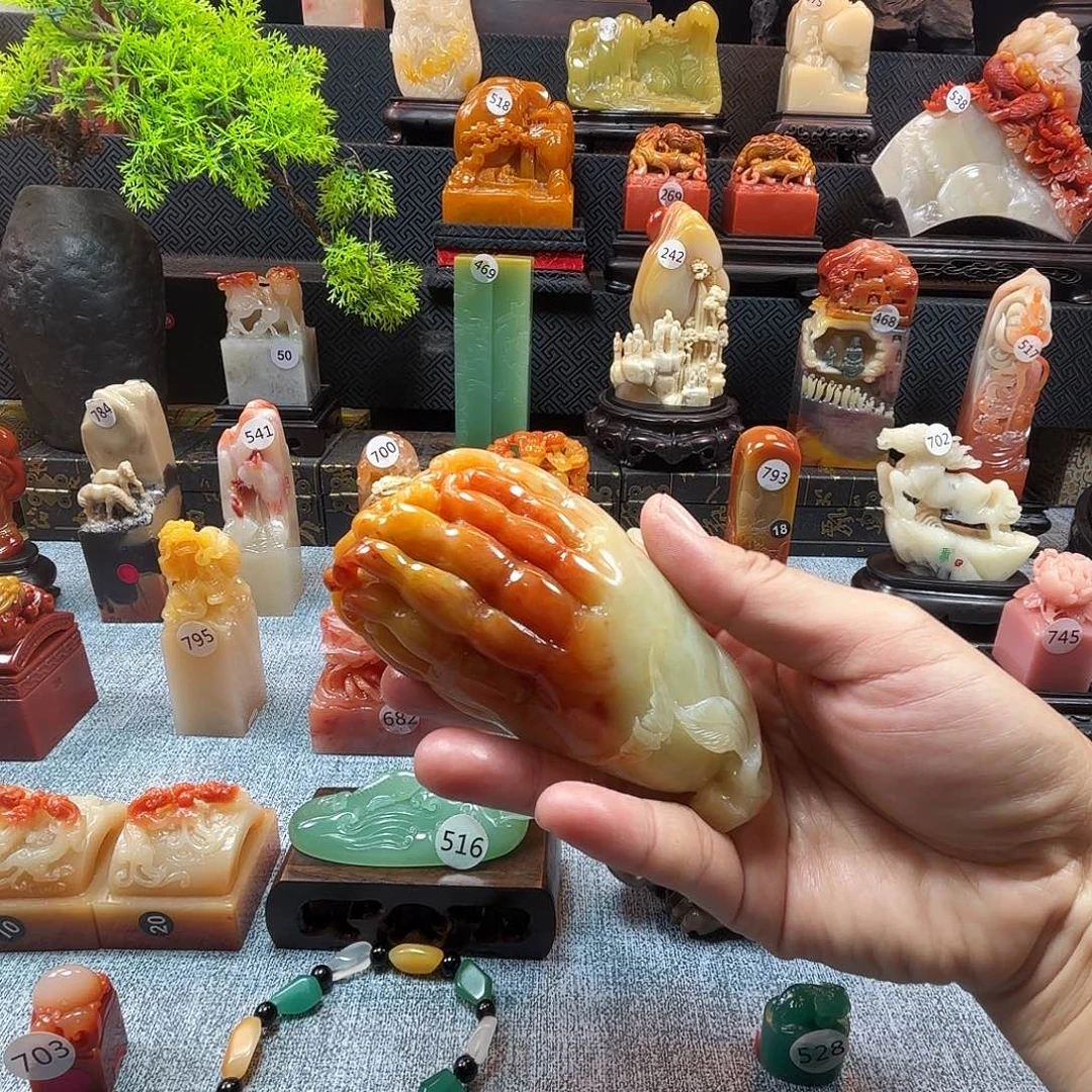 印石寿山石佛手手把