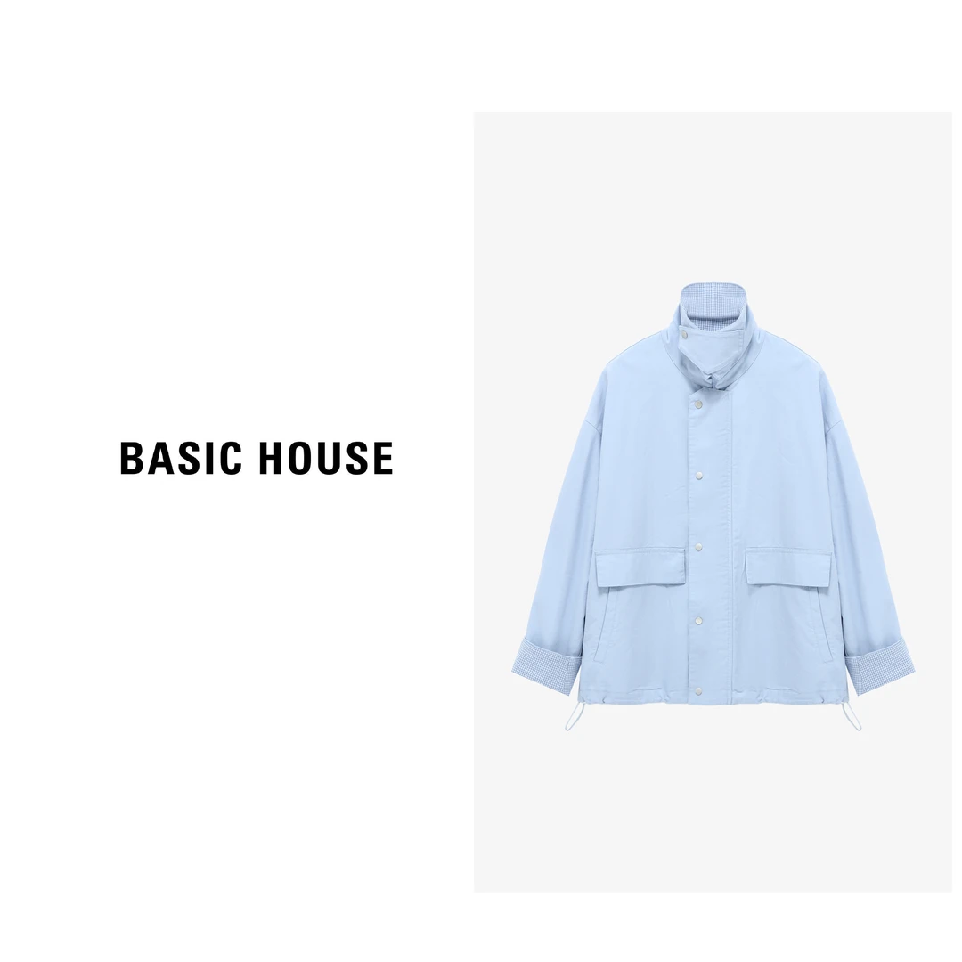 Basic House/百家好牛仔时尚宽松设计师潮流立领外套B0625H5B672