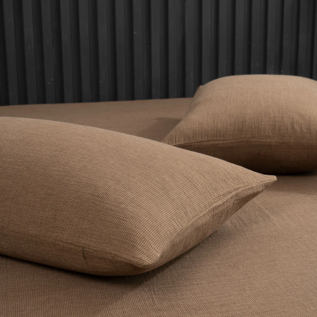 【法布丽娜】千鸟格单枕套一对装48*74cm！全棉A类色织双层纱