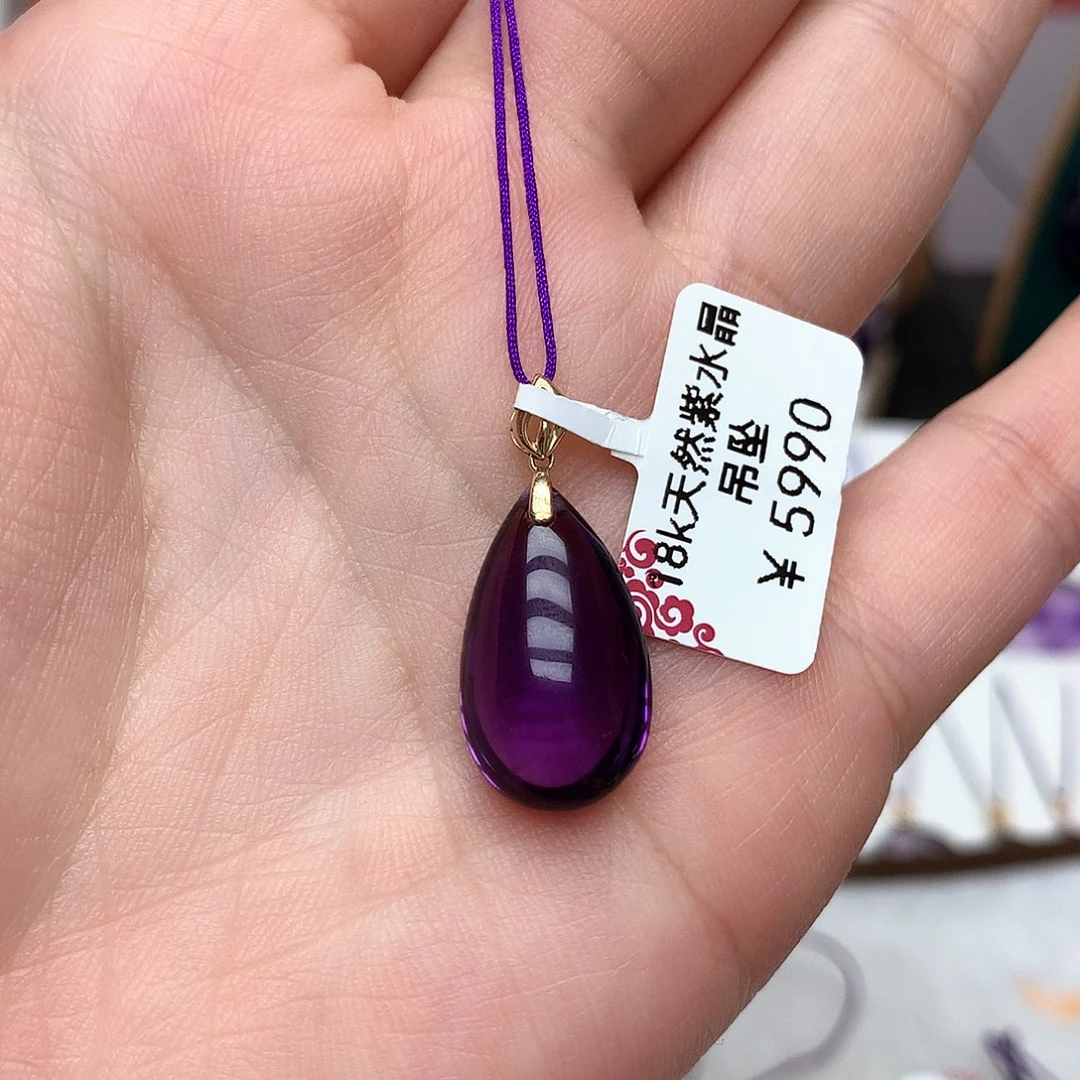 珠宝半成品18K金镶嵌紫晶L