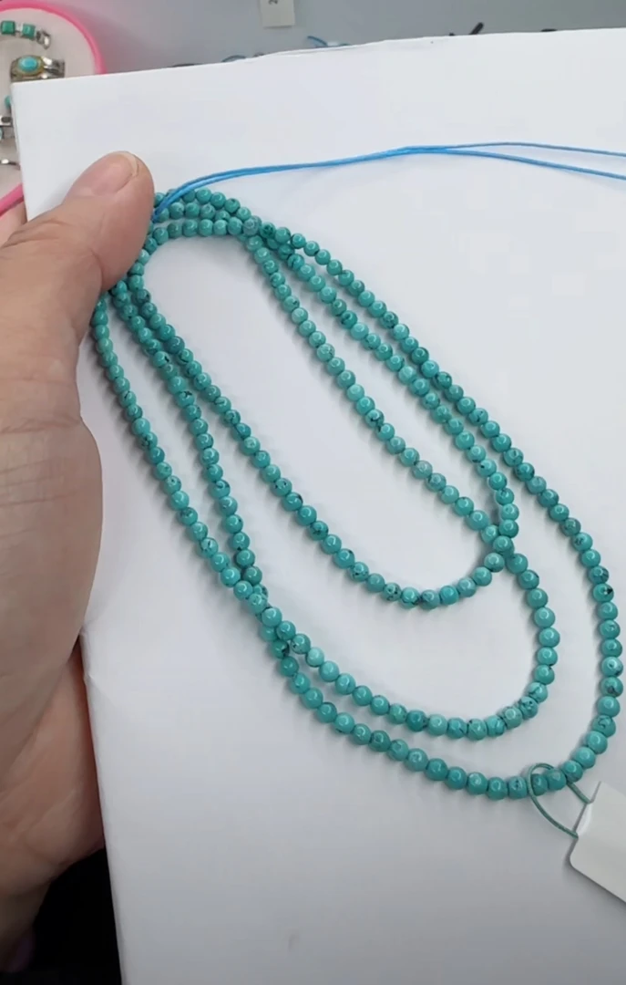天然原矿绿松石米珠链