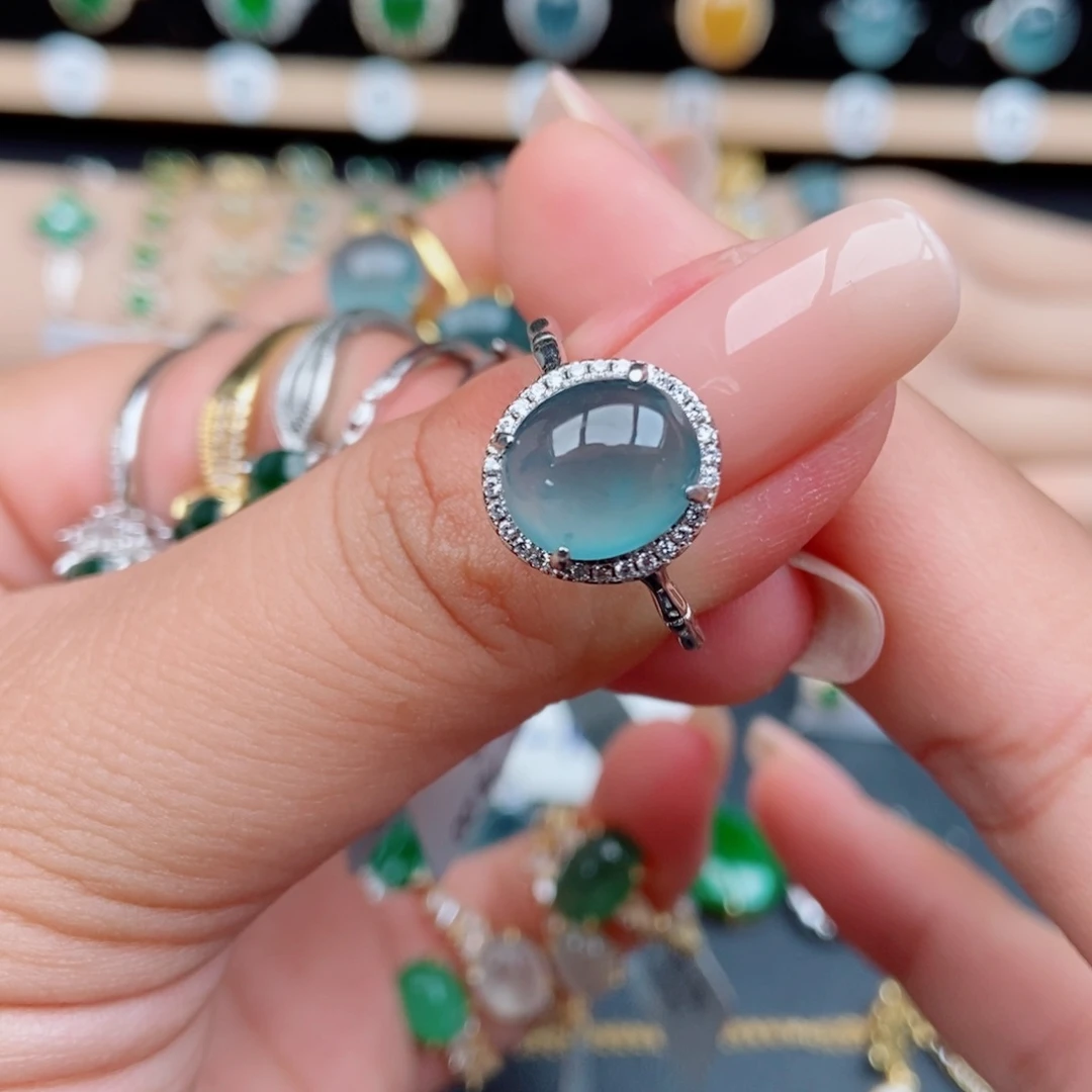 星***️翡翠银S925镶嵌戒指