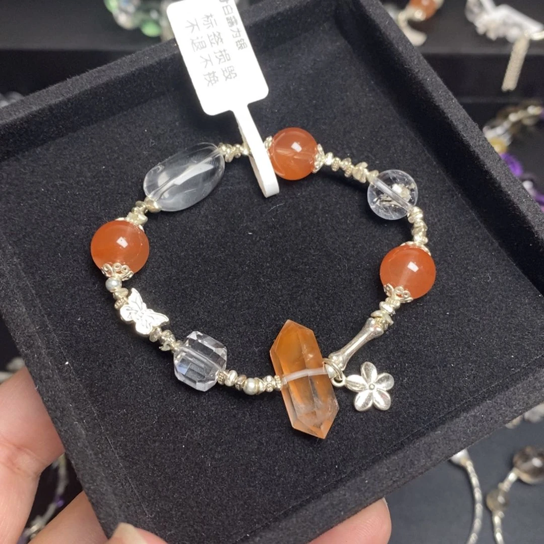 水晶手链未镶嵌红兔毛碎银