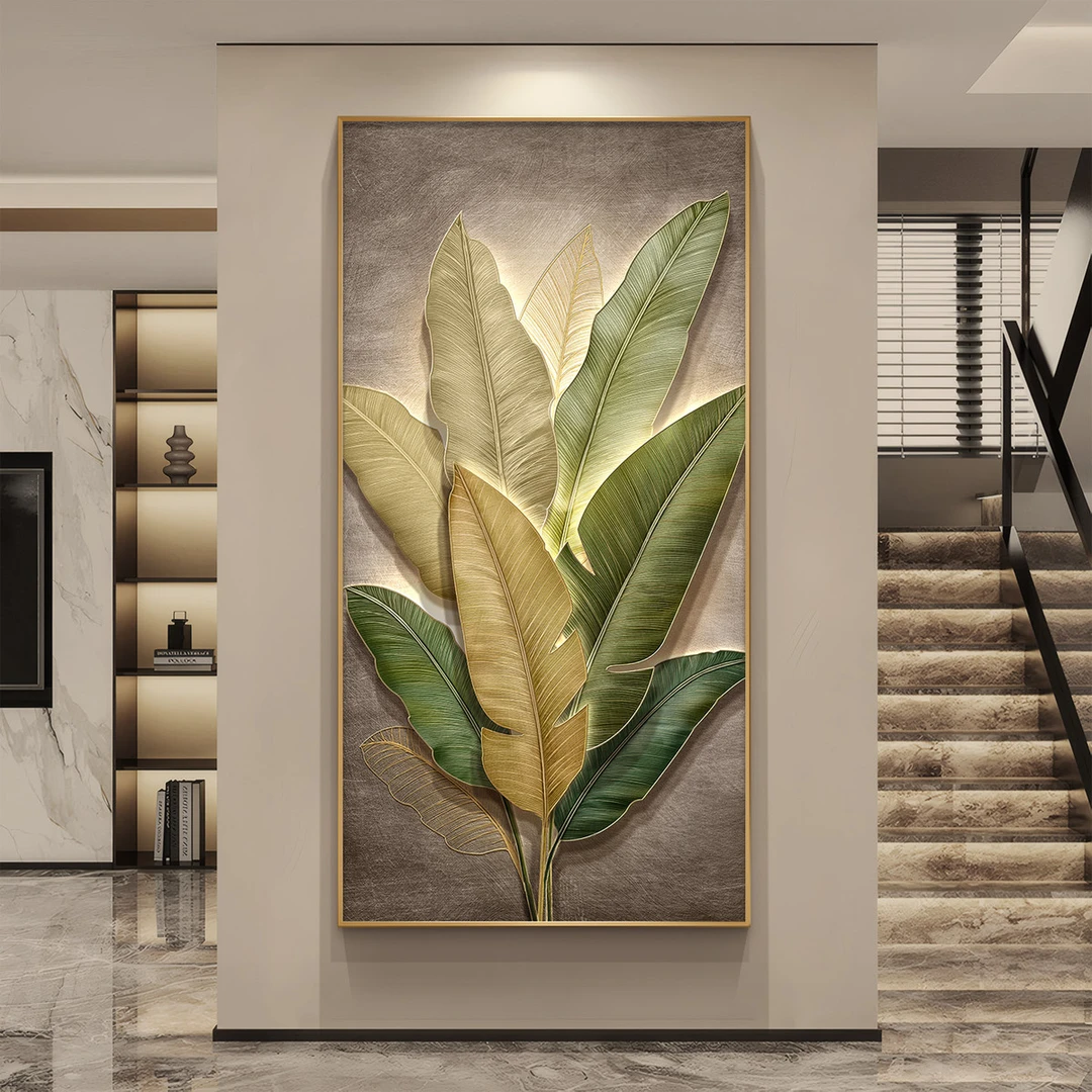 家大业大现代轻奢装饰画入户玄关走廊过道挂画新款高级感竖版壁画