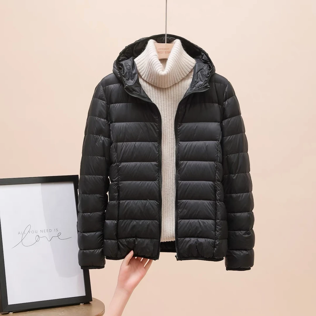 轻薄羽绒服女2025年新款短款连帽保暖白鸭绒时尚爆款秋冬轻便外套