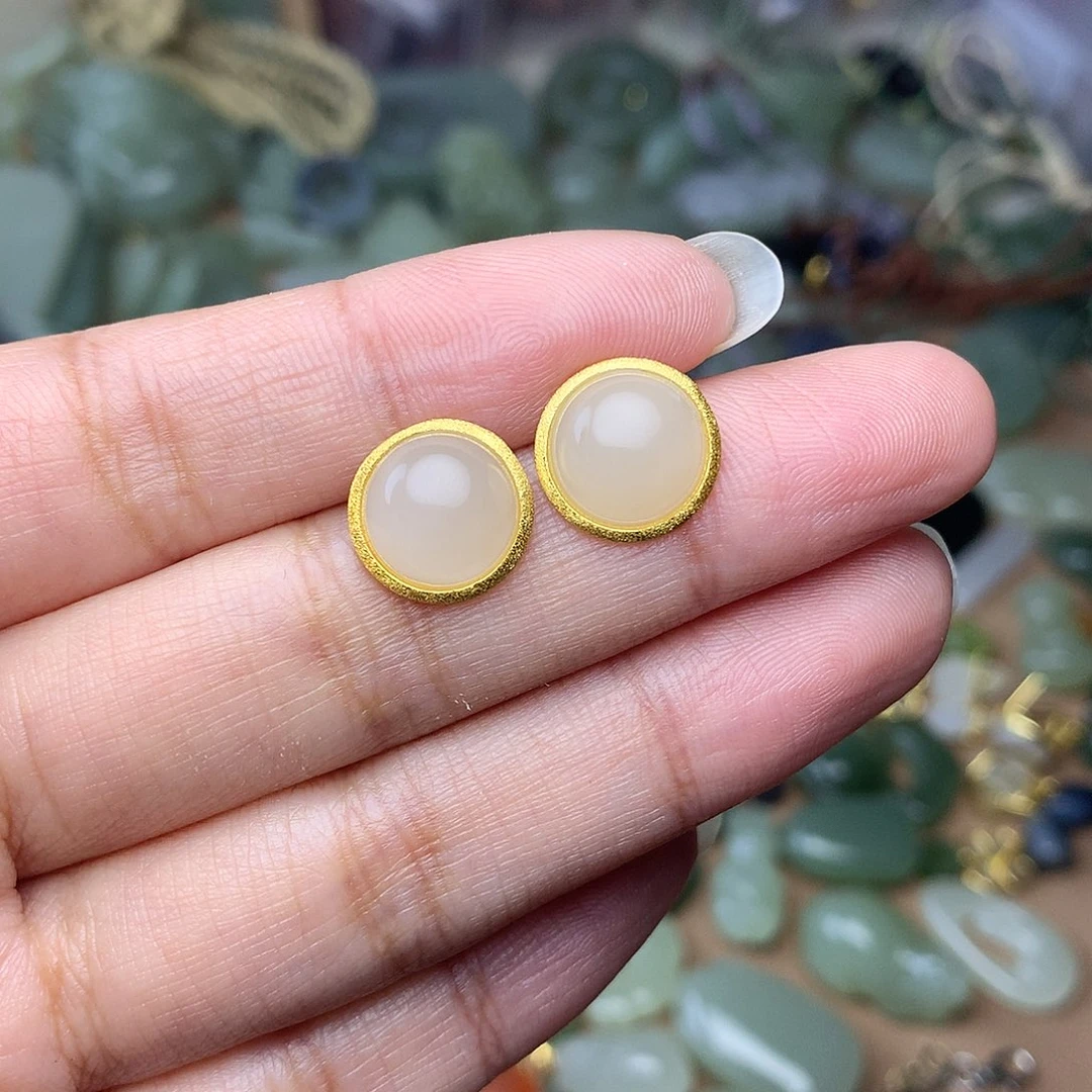 和田玉银S925镀金镶嵌颈饰