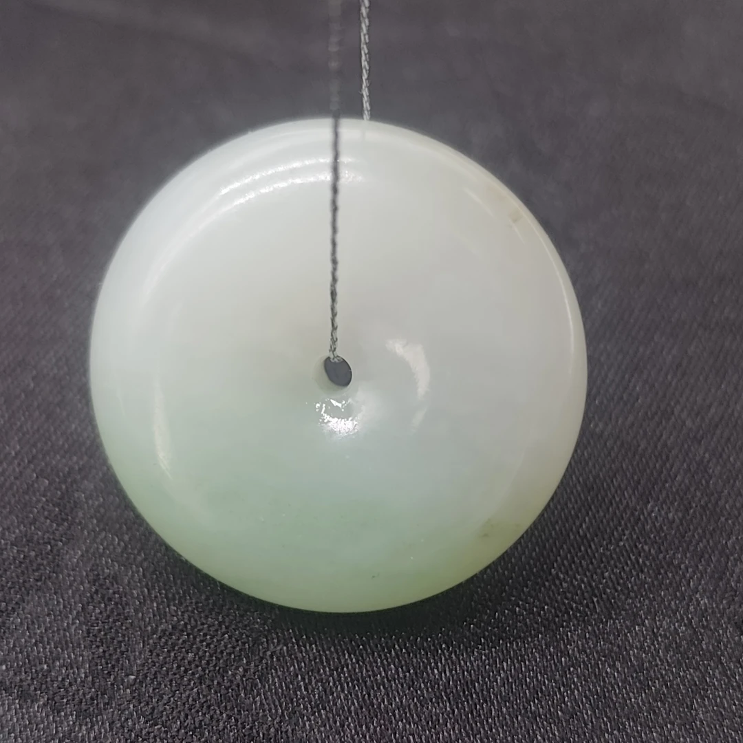 【国玉甄品】 PA029 和田玉翠青平安扣吊坠25.5X8.4mm