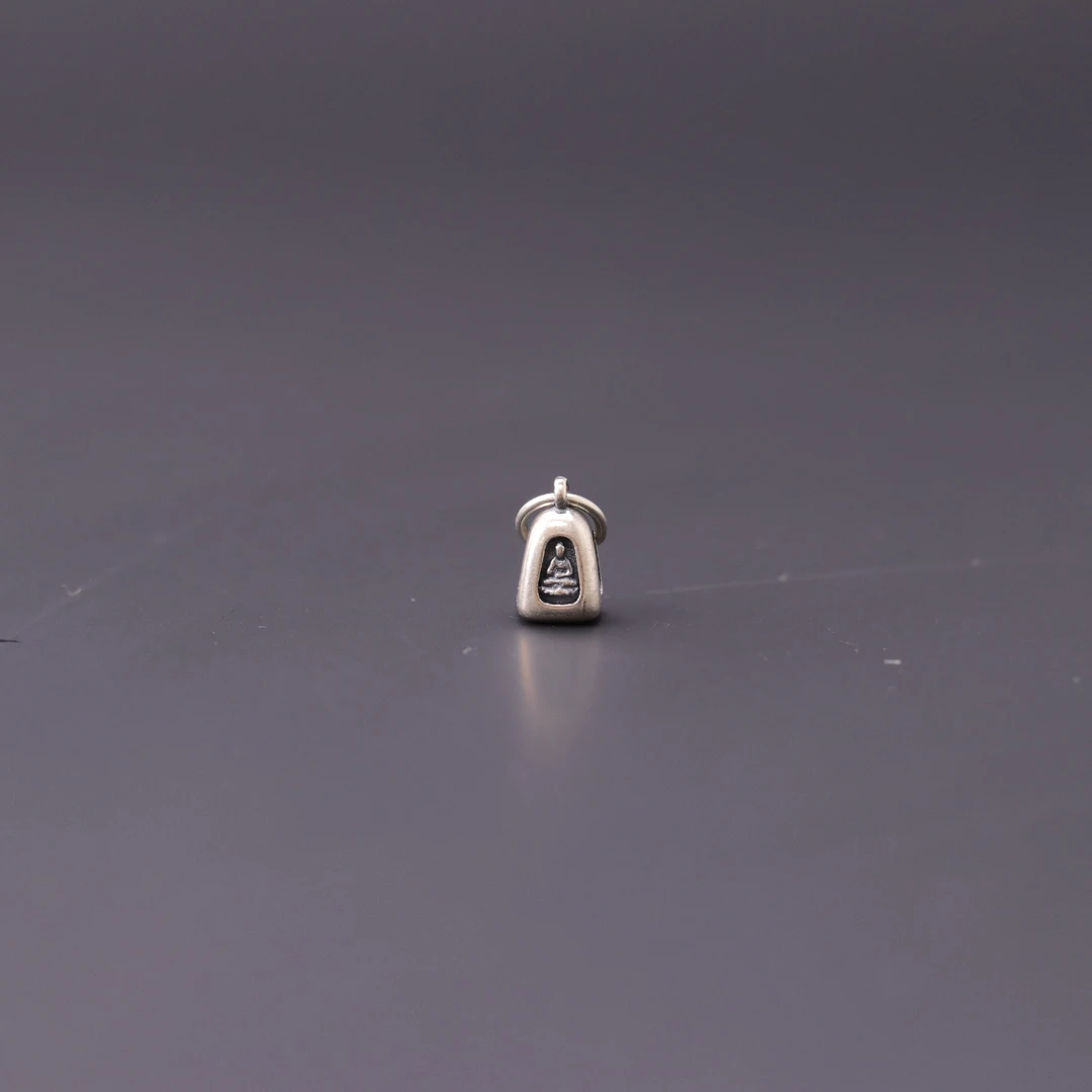 S6546银四面佛侧挂文玩配件男女款把件