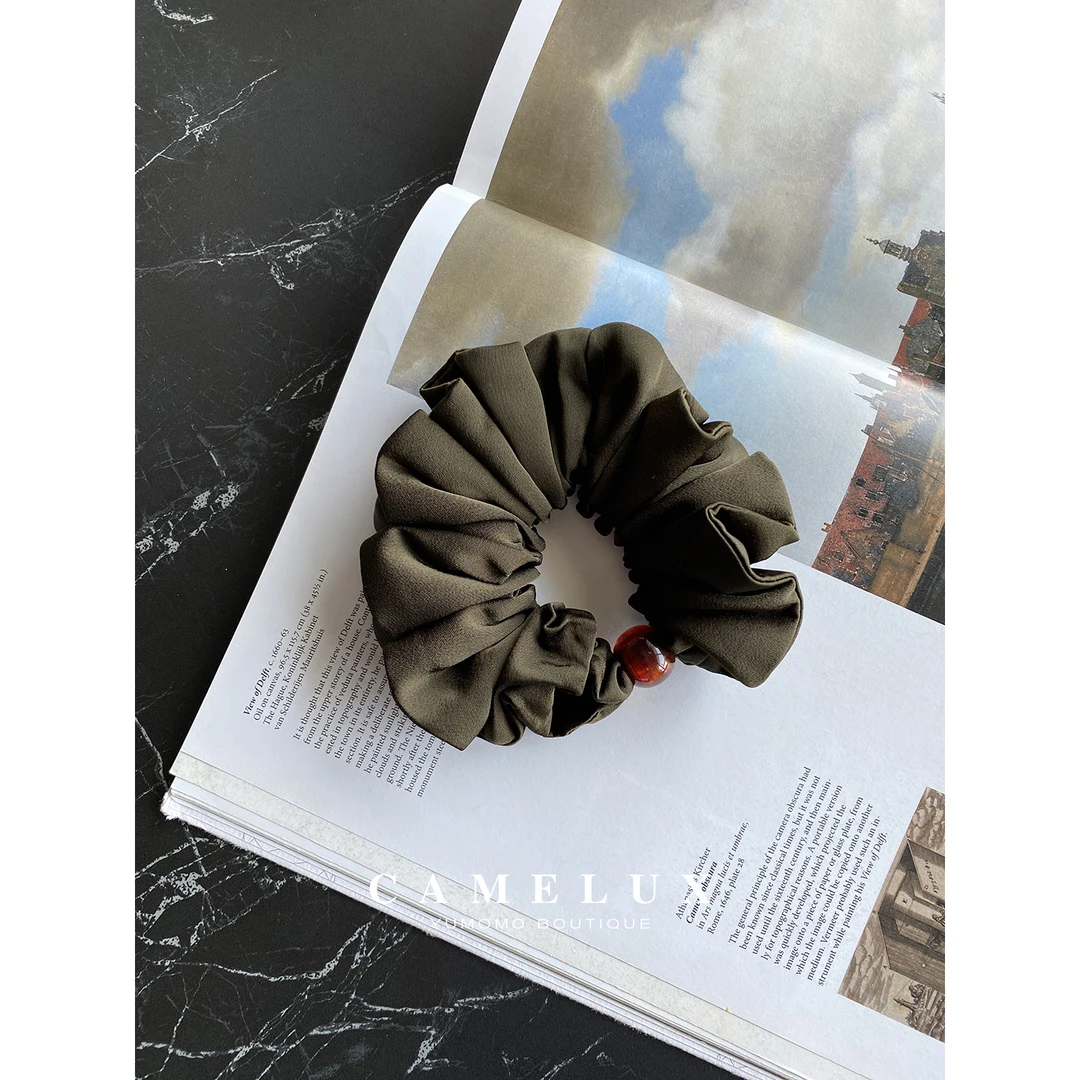 法式大肠发圈 缎面光泽感低马尾丸子头韩系皮筋头花发绳 QJA1007