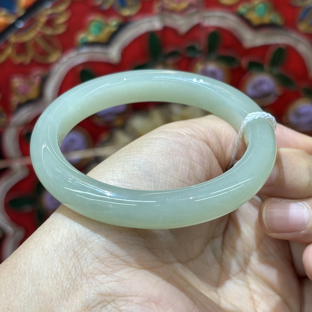 120146wt 和田玉青海料晴水手镯56.5圈口46.13g