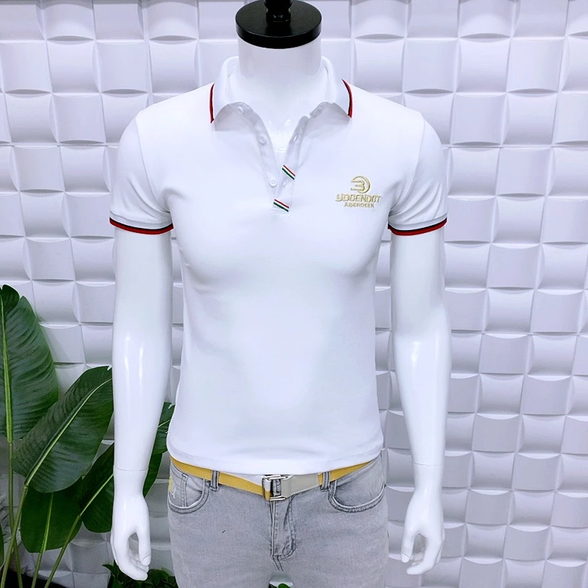 新款翻领polo衫短袖3770男装修身版潮流时尚百搭男士T恤半袖白色