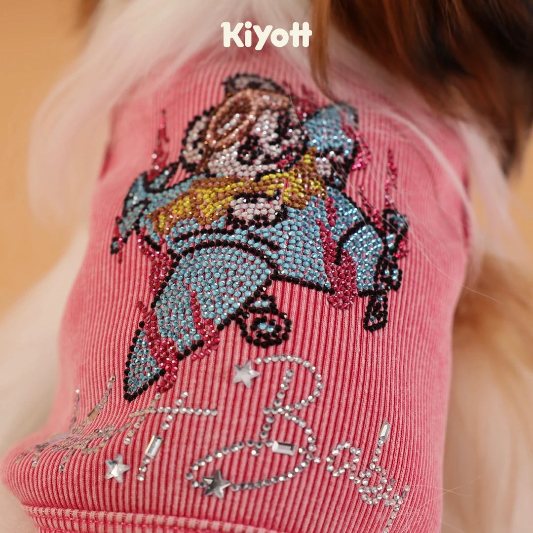 KIYOTT 小小飞行员烫钻加绒背心小型犬宠物狗狗服装运动可爱双色
