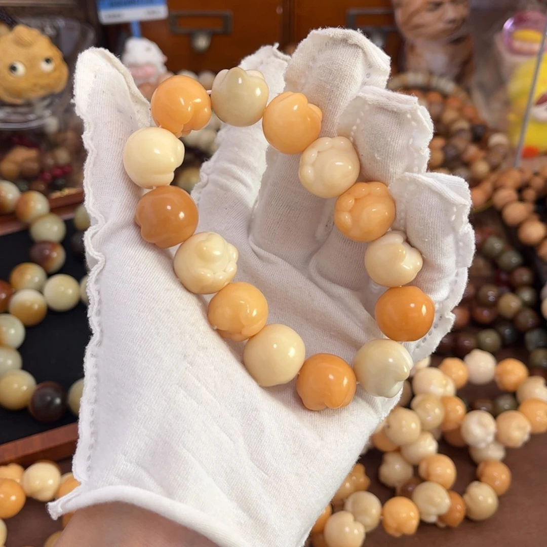 白玉菩提手串跳色大猫爪18微瑕