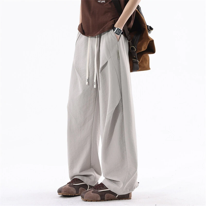 夏季新款青少年学生百搭时尚简约休闲裤轻薄透气宽松阔腿裤男潮