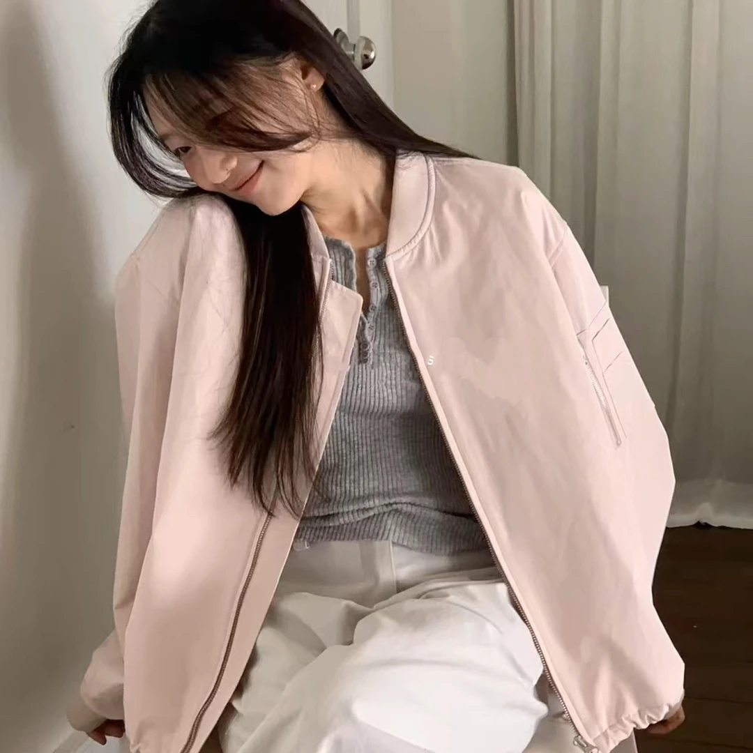 【粉风】东大门·Jinsim减龄少女感粉色棒球棉服外套