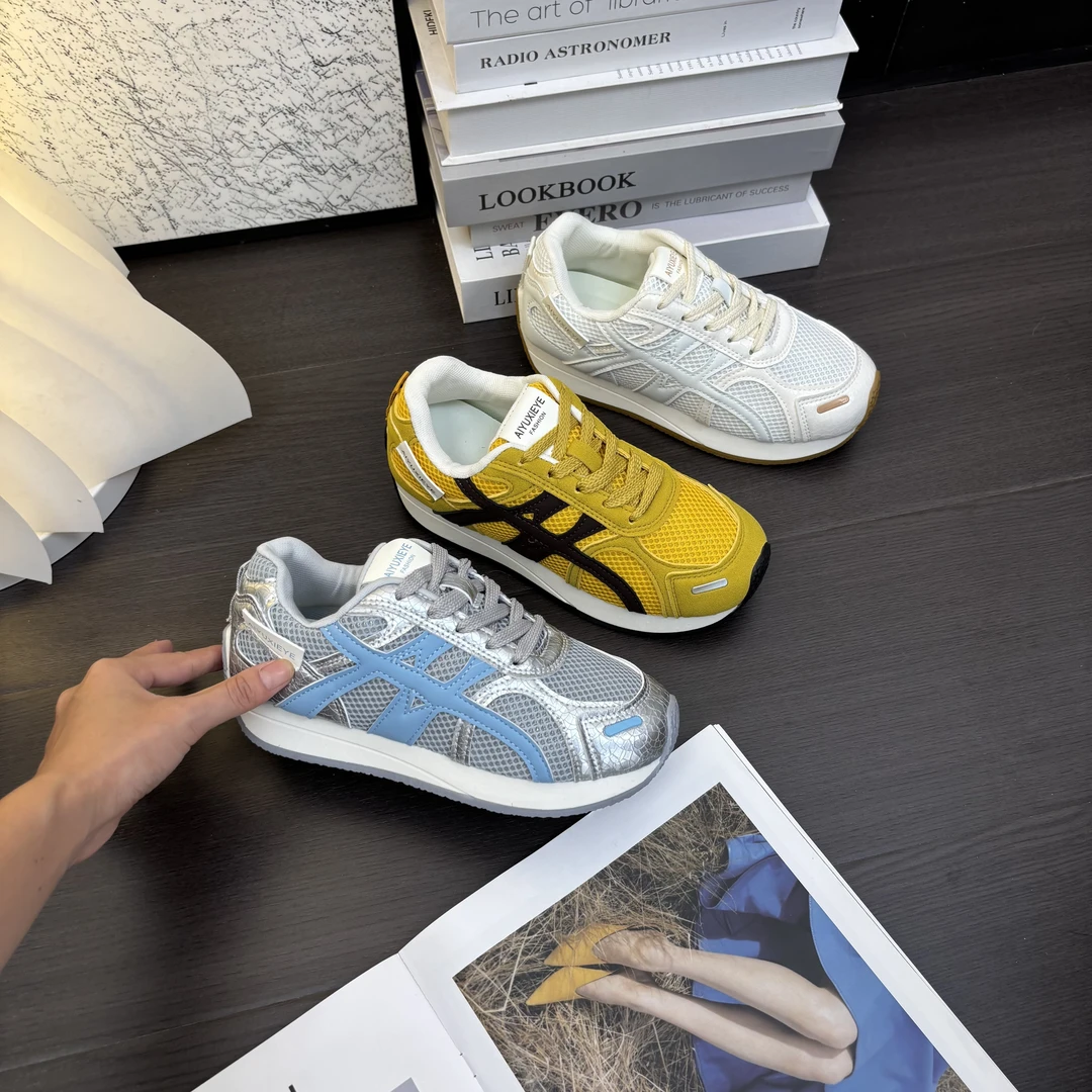 新款阿甘鞋2025春夏新款德训鞋休闲时尚百搭厚底女鞋网面透气潮流