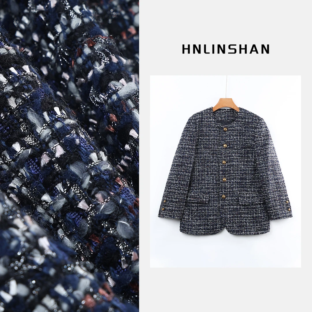 【清】【嘉野】24冬季新款进“口定”制面料混色小香外套40415711