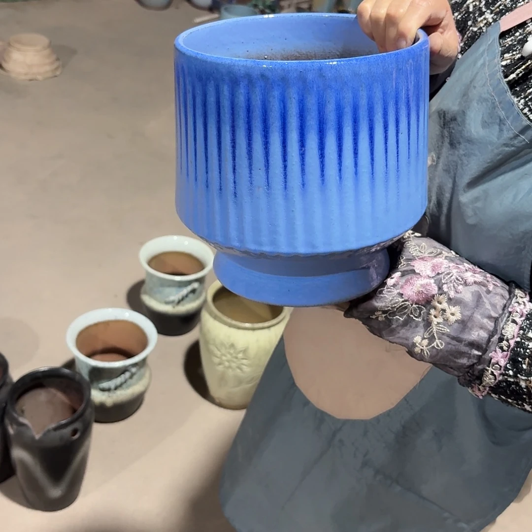 紫砂花盆口22高22