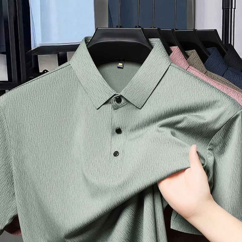 夏季新品翻领短袖T恤上衣商务休闲中青年时尚潮流男士polo打底衫