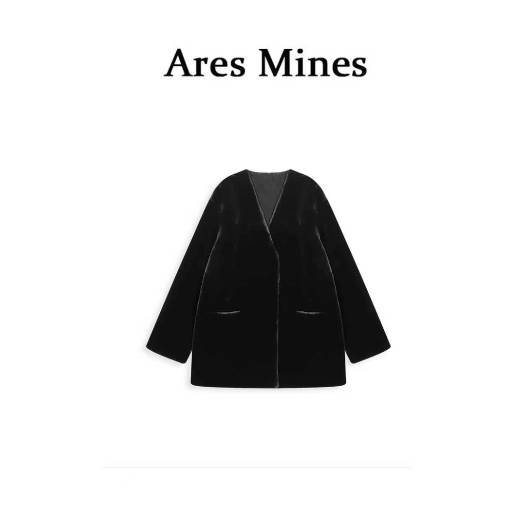 人造皮草 【盛朗熙Ares Mines】暖阳物语 秋冬无领环保皮草外套女