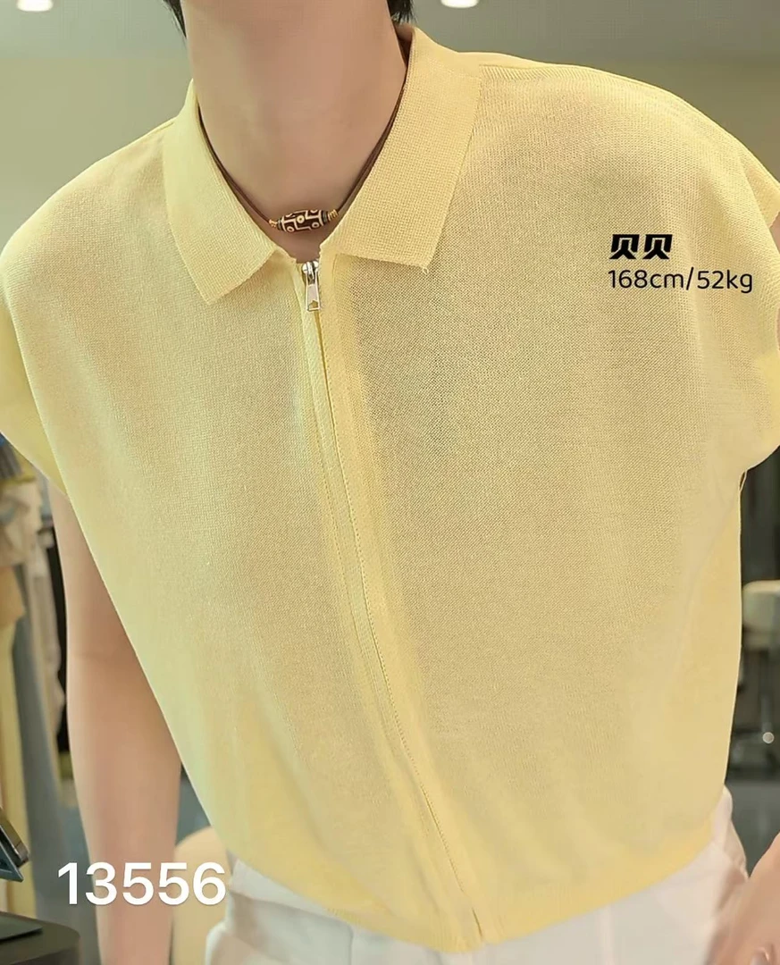 13556（部分无水洗唛，介意慎拍）WANGDAN新款翻领拉链小飞袖