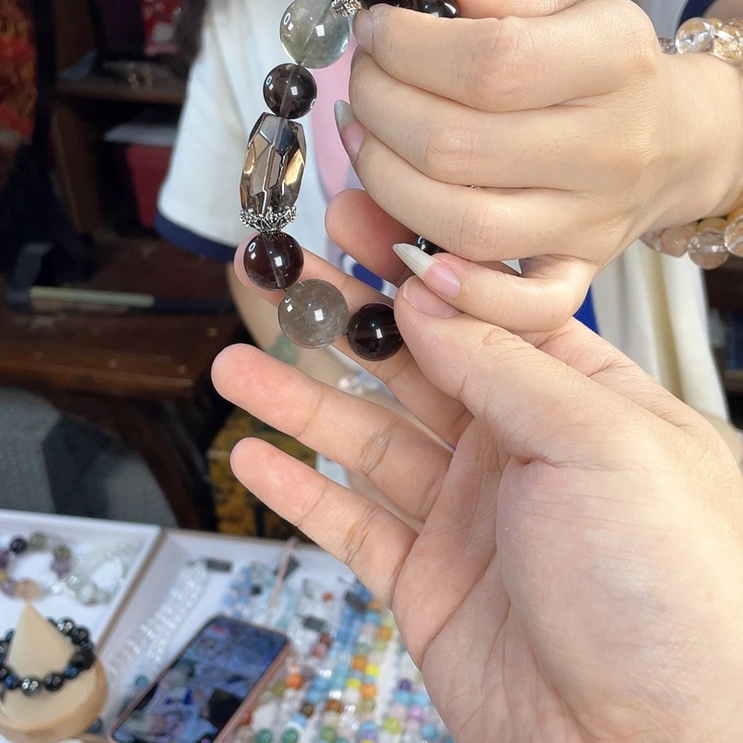 水晶手链银S925镀金镶嵌