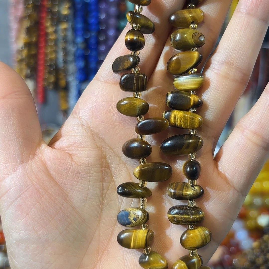 玛瑙/玉髓银S925镀金镶嵌珠宝半成品虎眼长牙一条