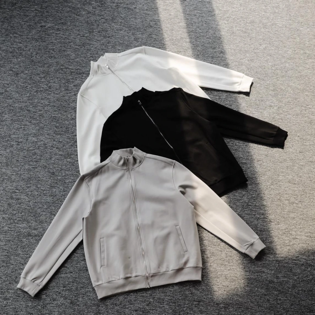 GTAL美式430g重磅立领拉链夹克正肩基础卫衣男外套冬季纯色上衣