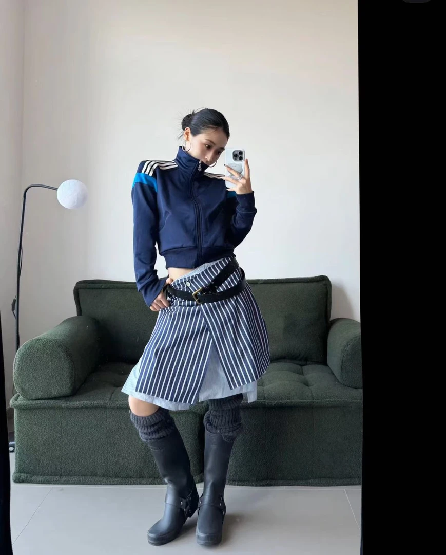 EENK 设计师品牌 2025早春新品多色条纹分层裙子