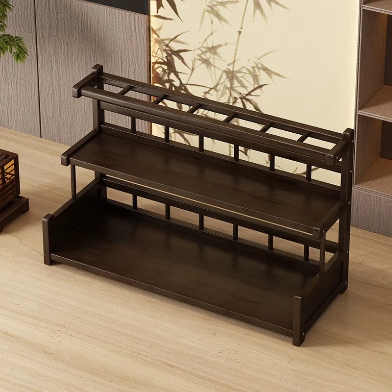 桌面茶壶架小型博古架茶杯架子茶具置物架收纳架茶室茶桌杯架中式