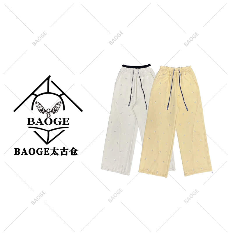 【BAOGE太古仓】25SS时尚螺纹镶钻裤61749
