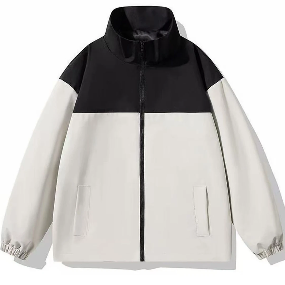 立领连帽原色印花防紫外线夹克拼接外套百搭撞色秋季-978