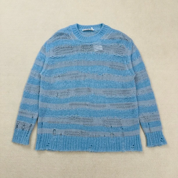 99新 Acne studio 条纹镂空破坏针织毛衣/XS码/WL1719