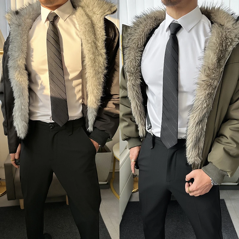 辉先生冬季男士立领毛毛领夹克棉服座山雕工装棉袄美式短款棉外套