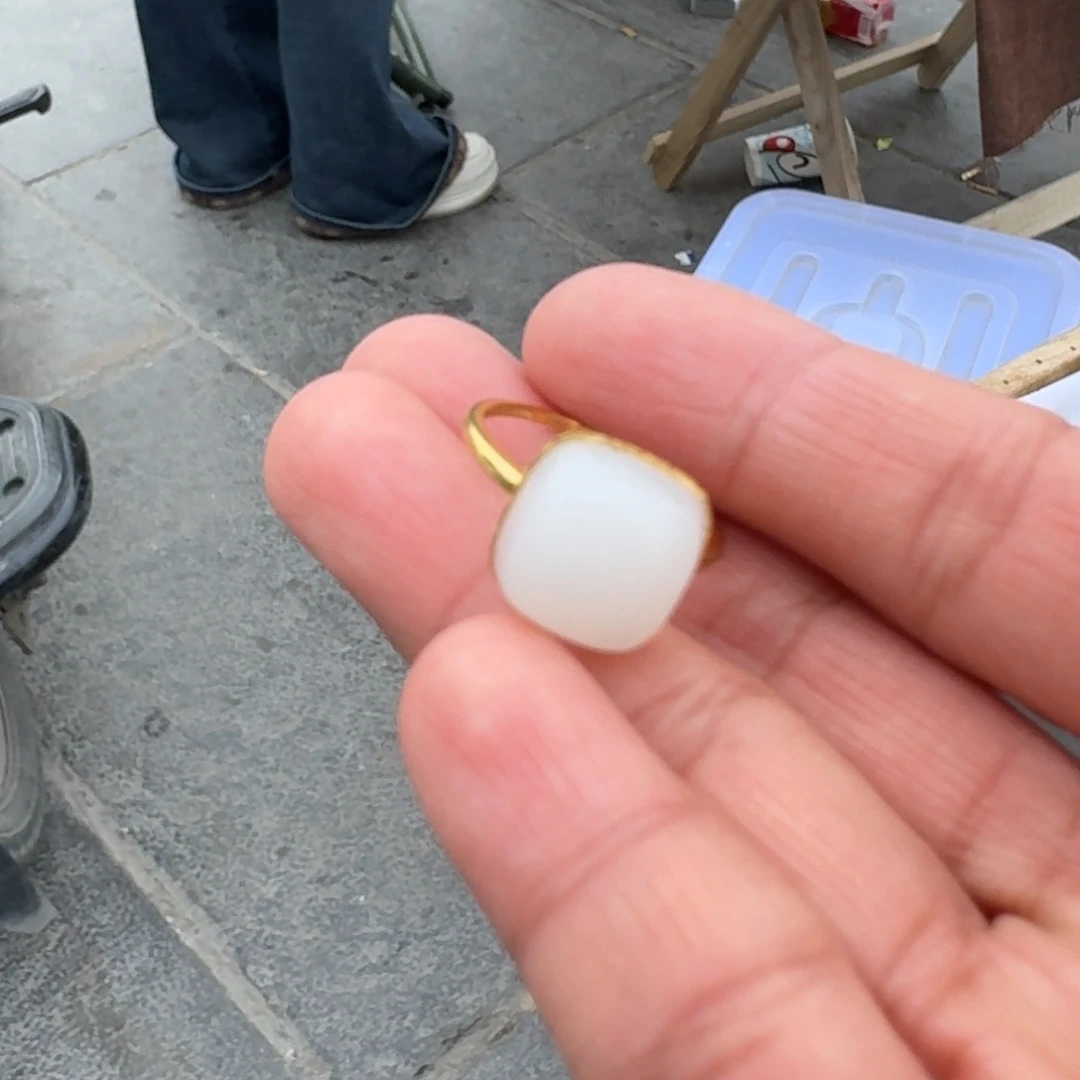 和田玉颈饰18K金镶嵌俄料白玉戒指TZ多样性拍一发一