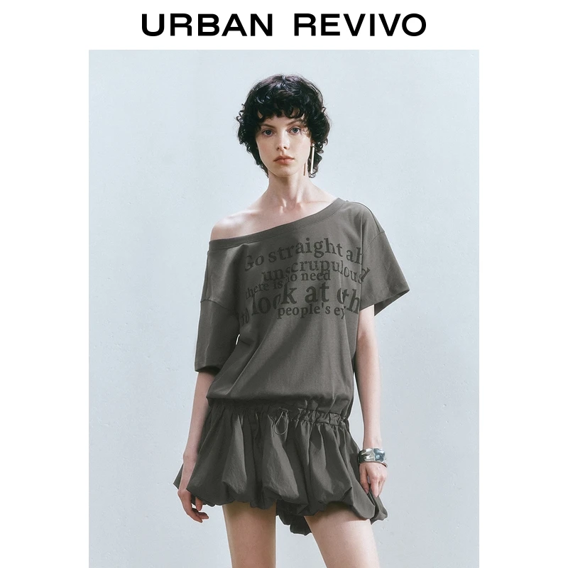 UR2025夏季新款女装休闲字母花苞连衣裙UYL750075+